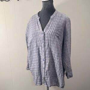 Kim Rogers Gray Blue Button Down Shirt Sz xl